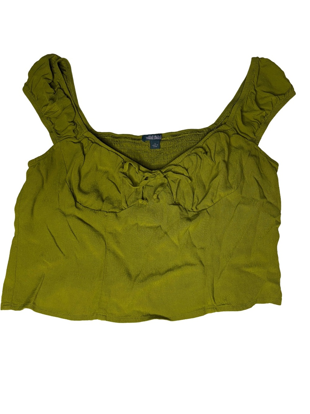 Wild Fable Olive Green Ruffle Crop Tank Top
